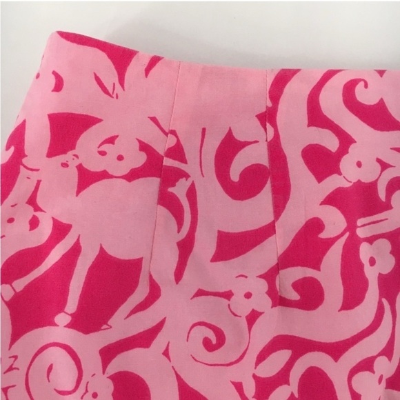 Lilly Pulitzer Pink 7Cs Animal Print Preppy Fun Resort Vacation Casual Skirt Sz2 - Picture 5 of 15